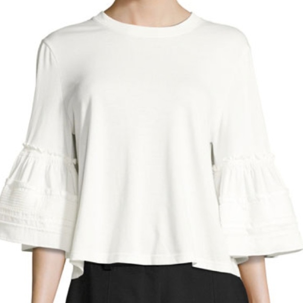 SEE BY CHLOE CREWNECK BELL SLEEVE COTTON TOP Size Small Chic Stylish MINIMALIST - Picture 11 of 11